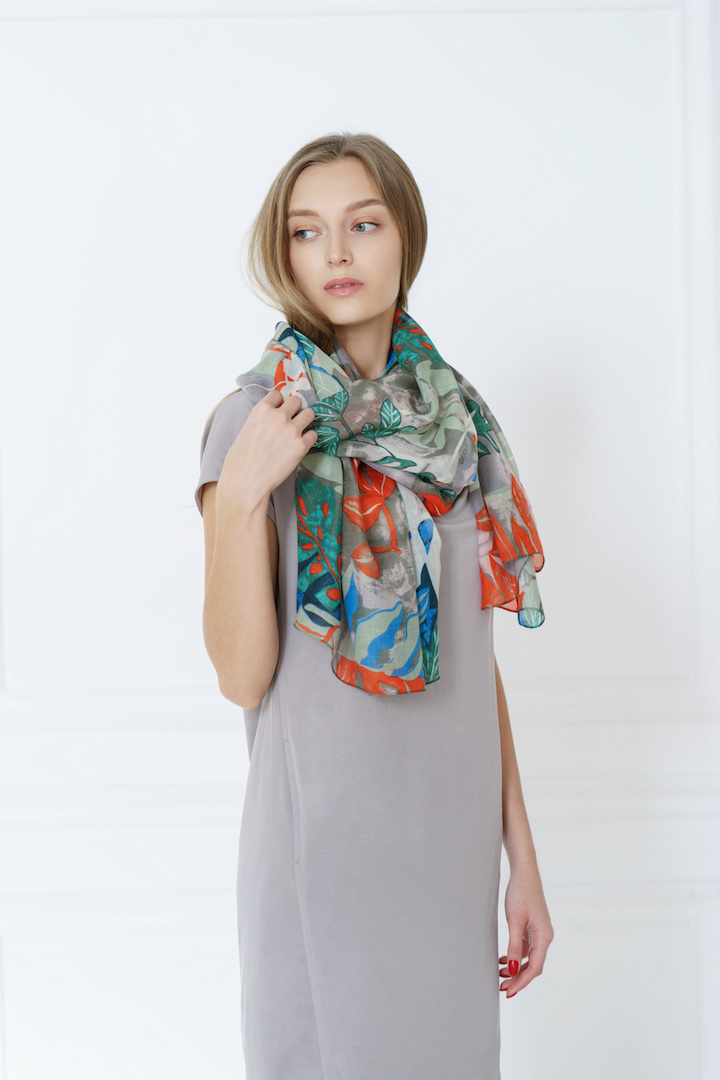 Фото товара 19114, палантин ветви оливковый